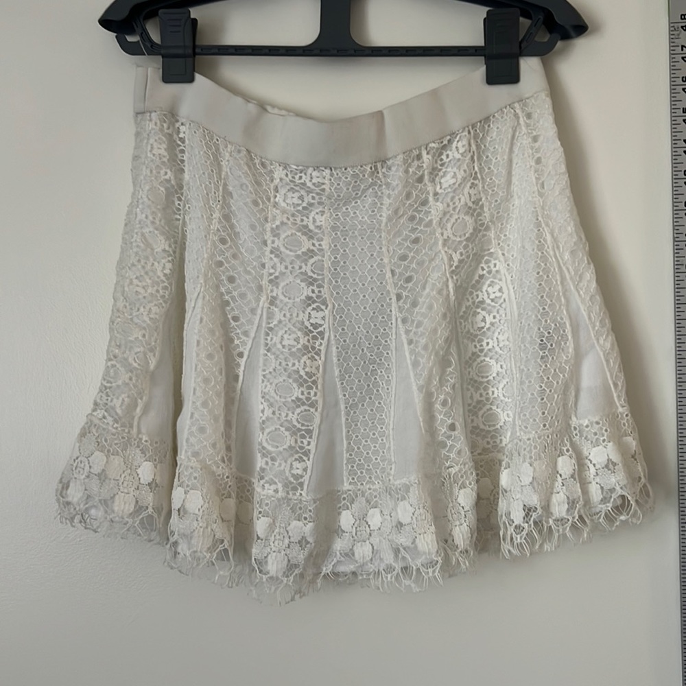 BCBGMaxAzria Ivory Lace Mini Skirt
